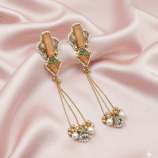 Champagne Gold Silver Look-Alike Long Drop Earrings