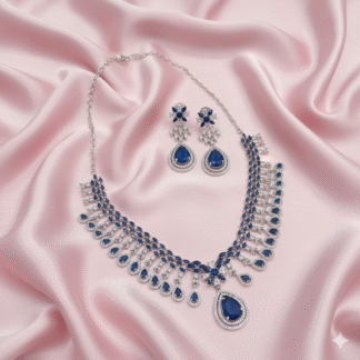 Royal Sapphire AD Necklace Set