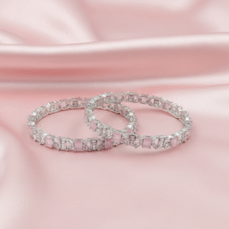 Blush Pink AD Silver Bangle
