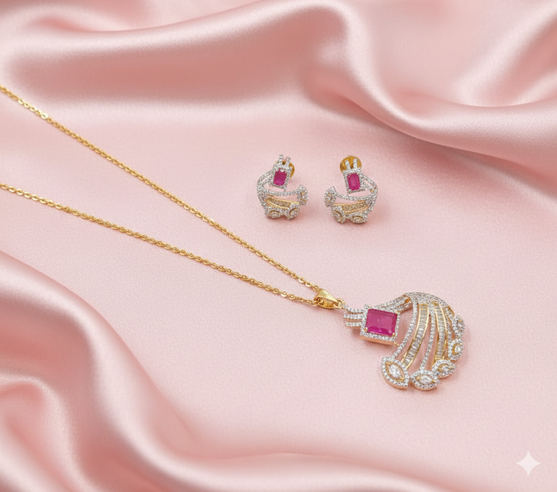 Ruby Glow AD Pendant Set