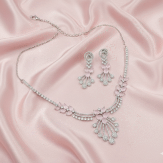 Blush Silver AD Necklace Set