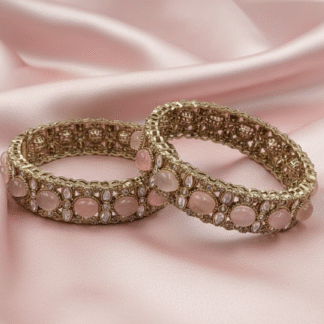 Blush Pink Moissanite Antique Gold Bangle