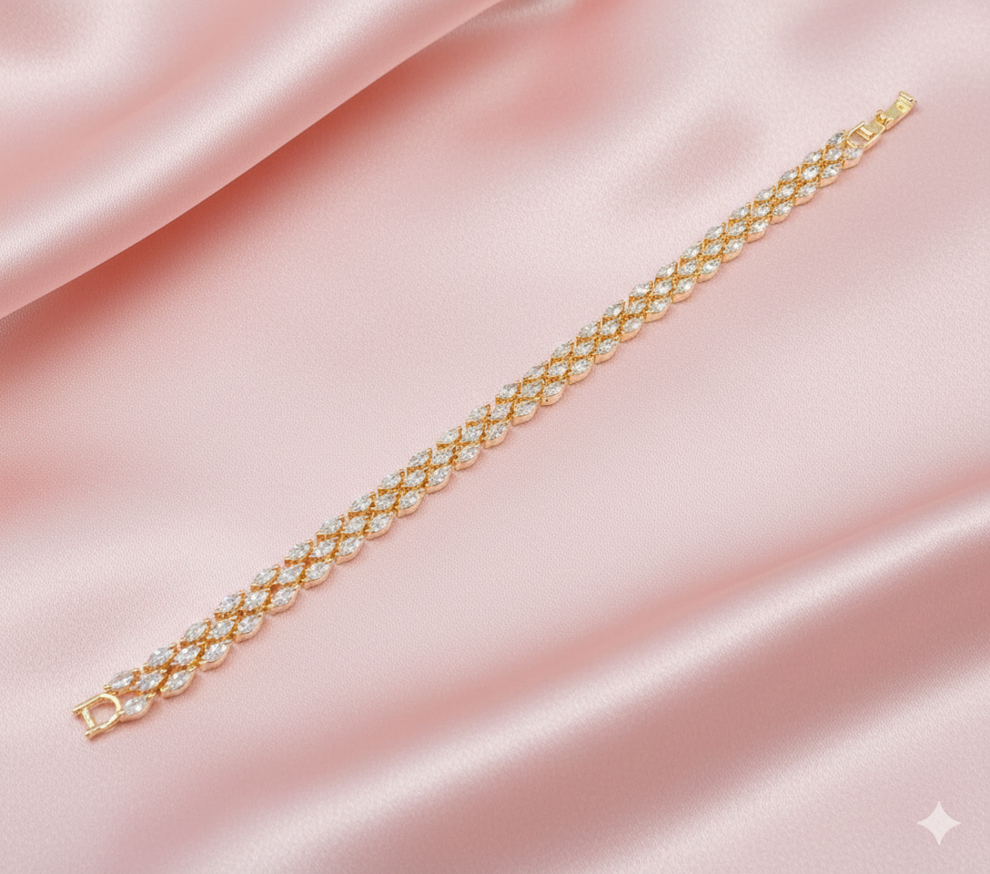 Gold-Tone AD Diamond-Link Bracelet