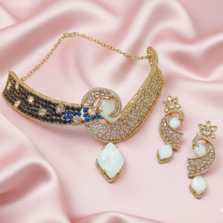 Royal Blue Ivory Crescent Choker Set