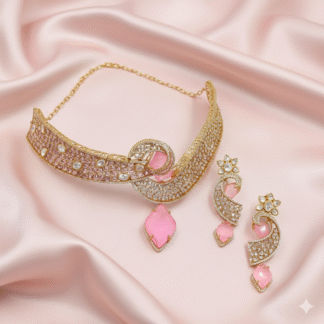 Blush Pink Crescent Choker Set
