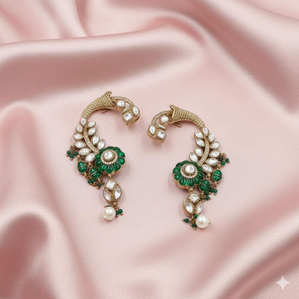Emerald Bloom Moissanite Earcuff