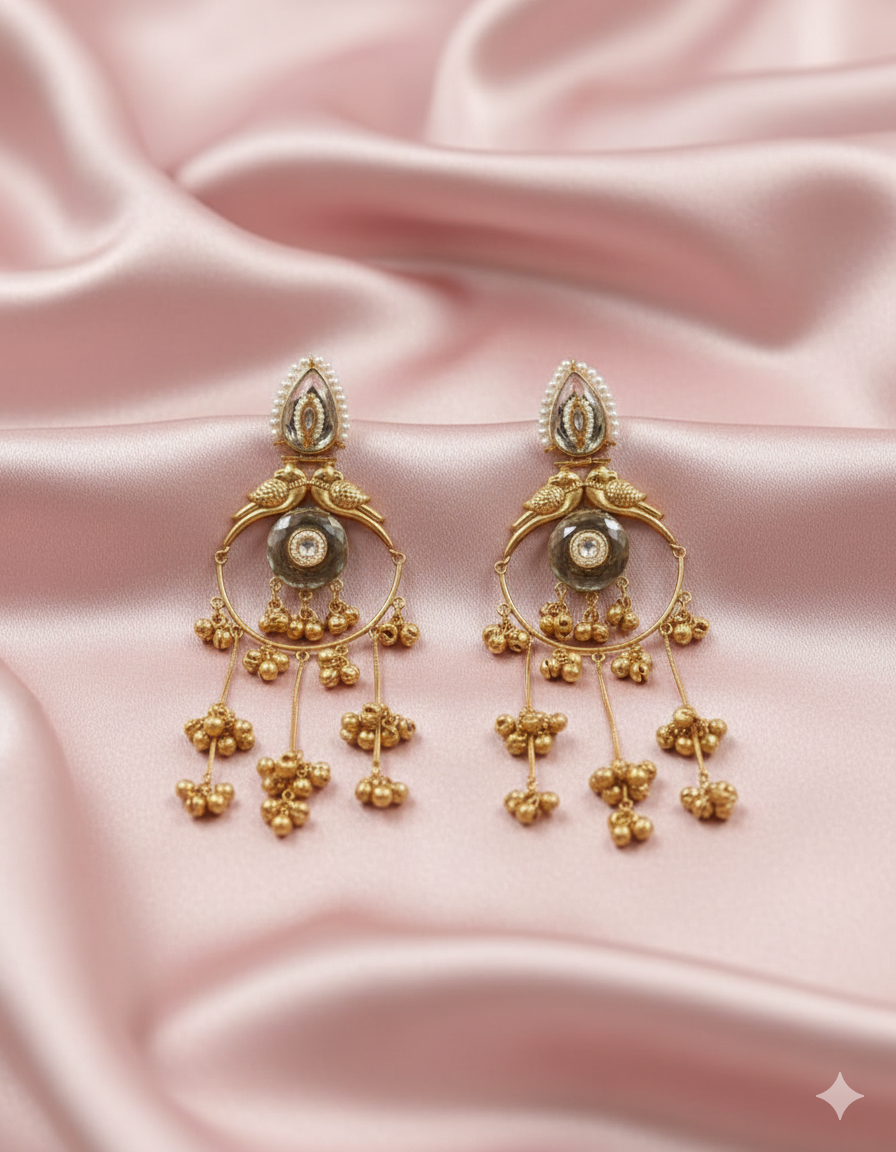 Silver Look Like Clear Crystal Hoop Jhumki Earrings