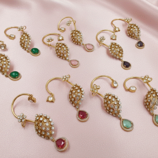 Regal Moissanite Polki Multi-Color Drop Earrings