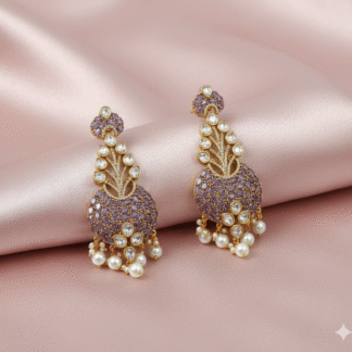 Moissanite Lavender Pearl Drop Earrings