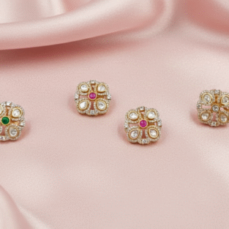 Moissanite Floral Cluster Studs with Pastel Centers