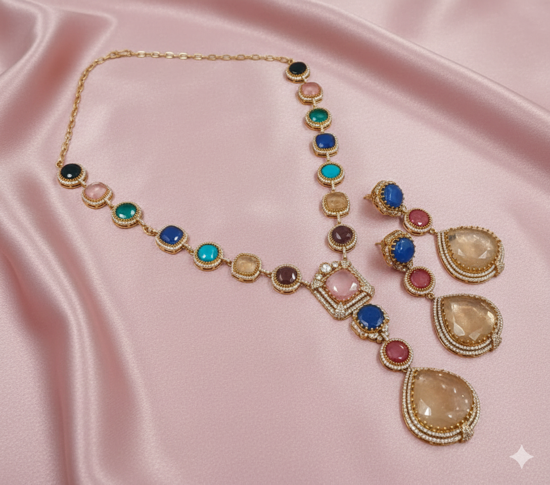 Heritage Multicolour Stone Necklace Set