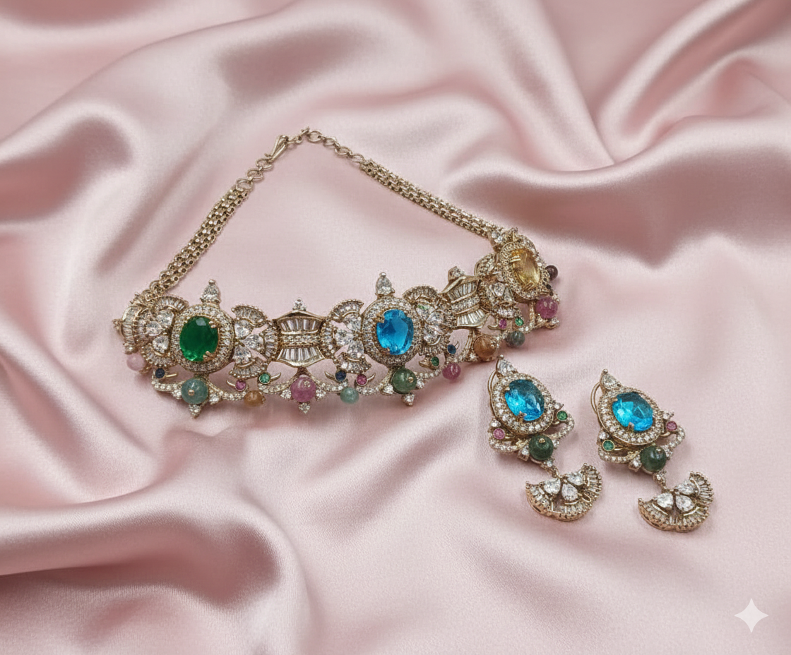 Heritage Emerald Aqua Royale Choker Set