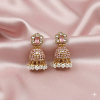 Moissanite Blush Pink Pearl Jhumki Earrings