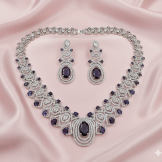 Navy Blue AD Necklace Set