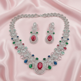 Multi-Colour AD Necklace Set