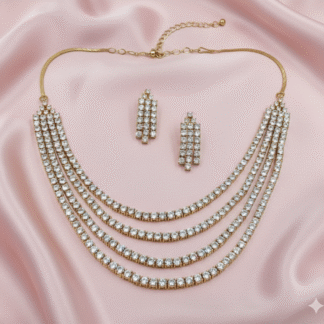 Majestic Five-Layer Shimmering AD Waterfall Necklace Set