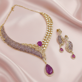 Royal Lavender Purple & Gold Necklace Set