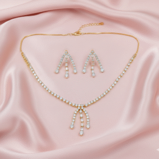 Gold AD Bridal Necklace Set