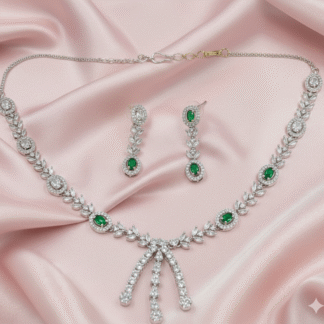 Contemporary Arc-Drop American Diamond Pendant Set