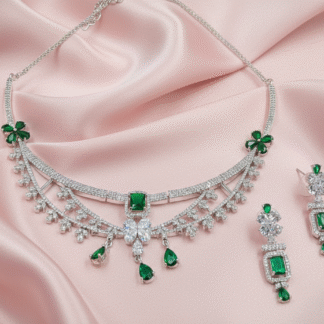 Royal Sapphire Crown AD Necklace Set