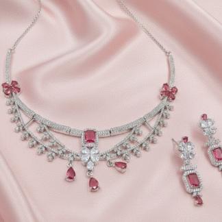 Imperial Crown Gemstone & American Diamond Necklace Set