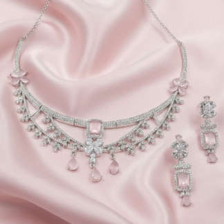 Imperial Crown Gemstone & American Diamond Necklace Set