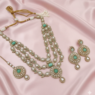 Mehandi Mint Pearl Layered Necklace Set