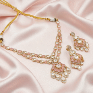 Tyani Blush Pink Drop Necklace Set