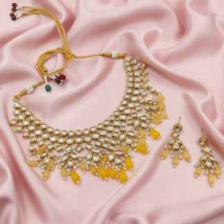 Mustard Glow Kundan Necklace Set