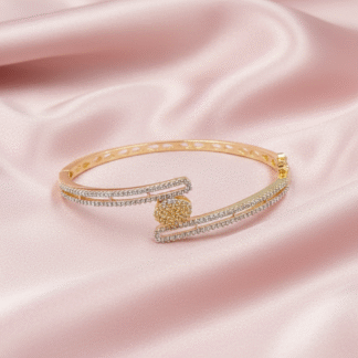 Elegant Silver Finish American Diamond Bracelet with Geometric Trio