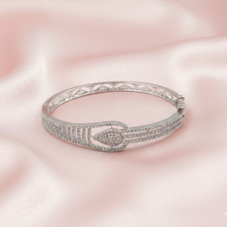 Royal Gold-Plated Pearl and American Diamond Statement Broad Kada