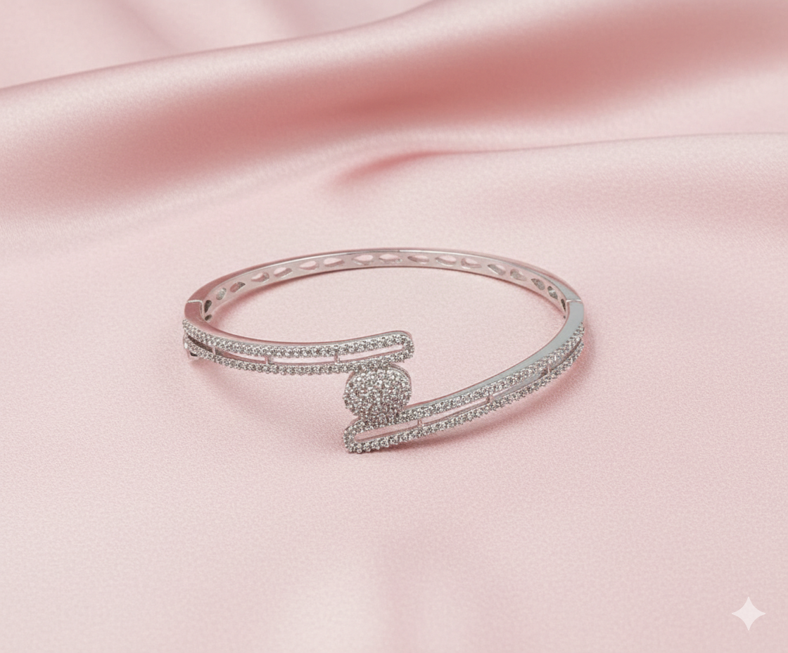 Golden Charm Bracelet with Shimmering American Diamond Accents