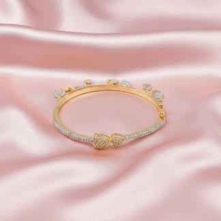 Royal Gold-Plated Pearl and American Diamond Statement Broad Kada