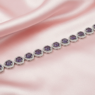 Elegant Sapphire Blue Square Halo AD Bracelet