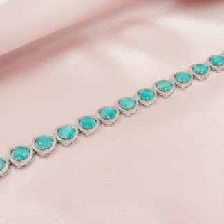 Elegant Sapphire Blue Square Halo AD Bracelet