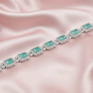 Elegant Rose Pink AD Square Link Bracelet