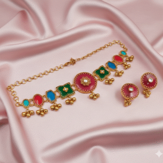 Amethyst Frost Mosaic Choker & Earring Set