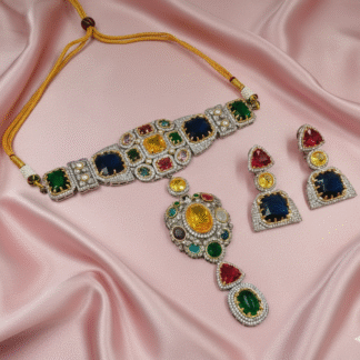 Sage & Mist Marbled Silver-Plated Choker Set