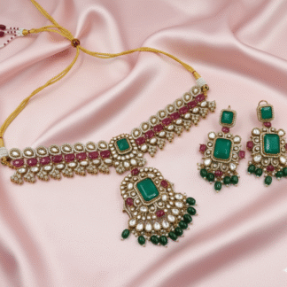Royal Navratna-Style Grand Architectural Choker & Earring Set.
