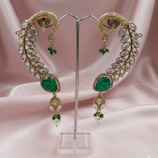 Verdant Plume Moissanite Earcuffs