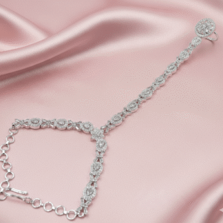 Silver Floral Majesty American Diamond Hathphool