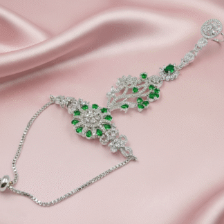 Silver Floral Majesty American Diamond Hathphool