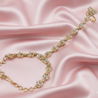 Classic Golden Floral American Diamond Hathphool