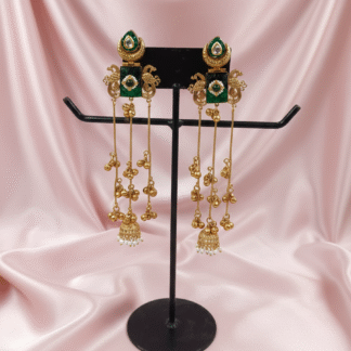 Silver Look Like Turquoise Peacock Jhumki Earrings