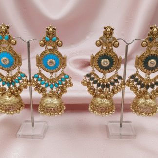 Silver Look Like Ivory Peacock Jhumki Earrings