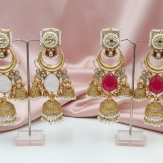 Royal Heritage Triple-Drop Crescent Jhumki