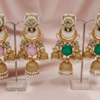 Heritage Crescent Triple-Tier Jhumki Earrings
