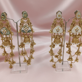 Mayura Peacock Filigree Long Chandelier Jhumkas