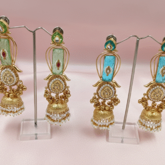 Maharani Tiered Meenakari Long Jhumka Earrings