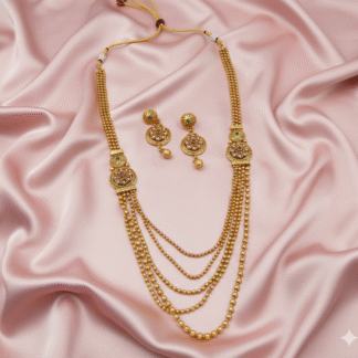 Heritage Gold-Plated Multi-Gemstone Statement Necklace and Matching Earring Set